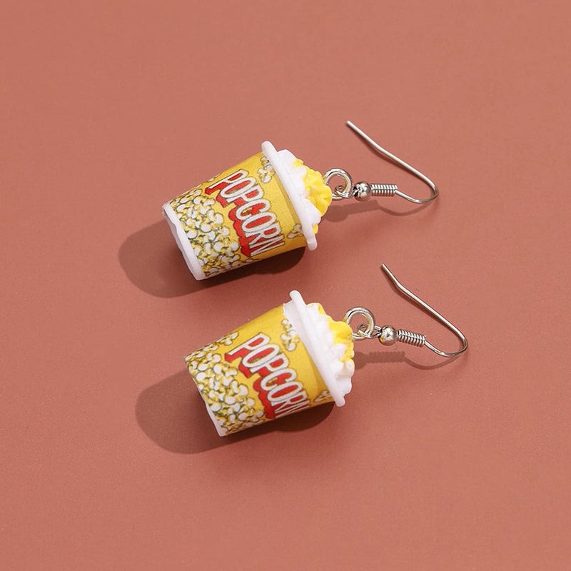YUNXI Drop Handmade Cute Women Gift Resin Eardrop Emulational Charm Food Cartoon Snacks Popcorn Earring - Image 5