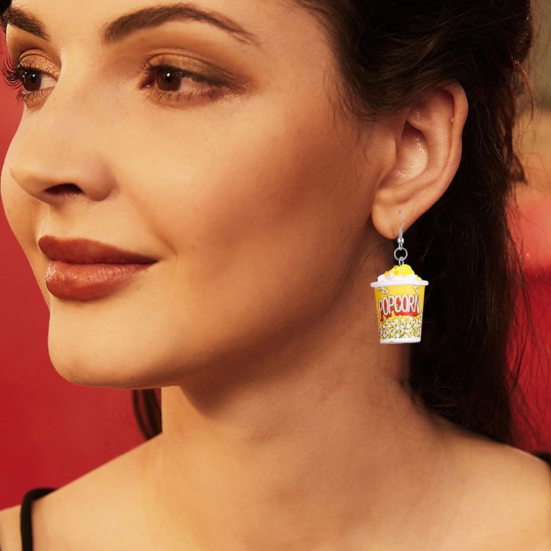 YUNXI Drop Handmade Cute Women Gift Resin Eardrop Emulational Charm Food Cartoon Snacks Popcorn Earring - Image 2