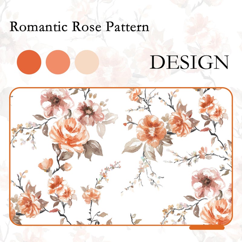 MEETSKY Floral Curtains 84 Inch Length for Living Room, Orange Rose Printed Grommet Linen Spring Drapes for Bedroom, Light Filtering Semi Sheer Botanical Window Drapes 2 Panels, Each 52 Inch Wide - Image 3