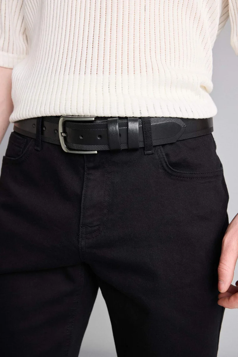 ديفاكتو Man Rectangle Clasp Faux Leather Jean Belt