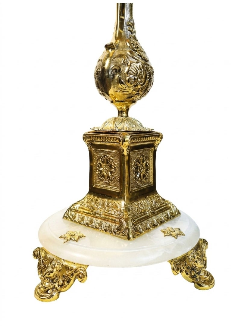 Imperial Brass Chess Table, Handcrafted with Solid Marble Base & Solid Brass Pieces, 71 cm Height - Image 1