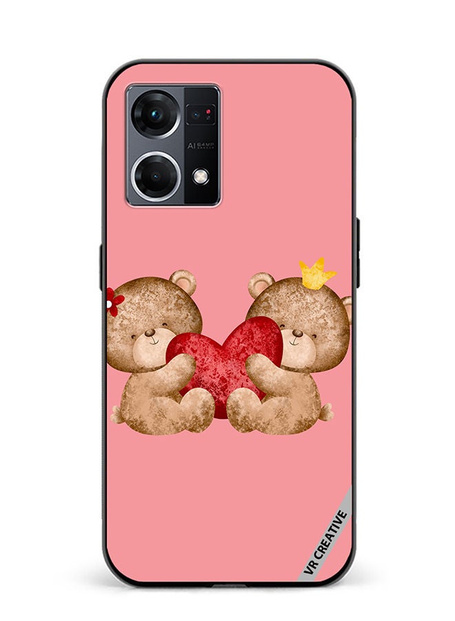 VR CREATIVE Protective Case Cover For Oppo Reno8 4G Bear Love Design Multicolour - Image 1