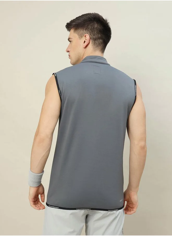 تكنوسبورت High Neck Fleece Sleeveless Active Jacket by Styli