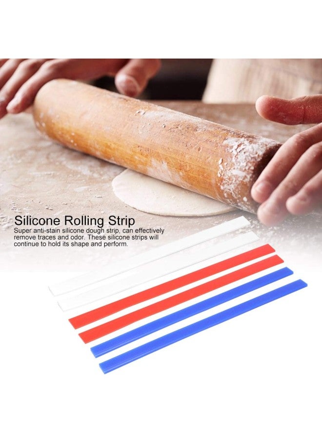 klarako 6pcs Rolling Pin Guides, Durable Professional Dough Thickness Rails Silicone Measuring Dough Strips Rolling Pin Guides Cookies Pies Baking for Kitchen Restaurant