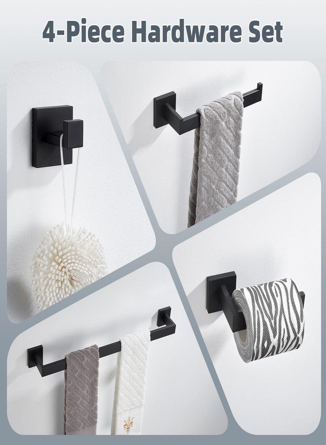 Angle Simple Bathroom Hardware Set Matte Black, Angle Simple Stainless Steel Bath Accessory Kit, 4 Pieces - Towel Hook, Toilet Paper Holder, Towel Holder and Towel Bar - Image 3