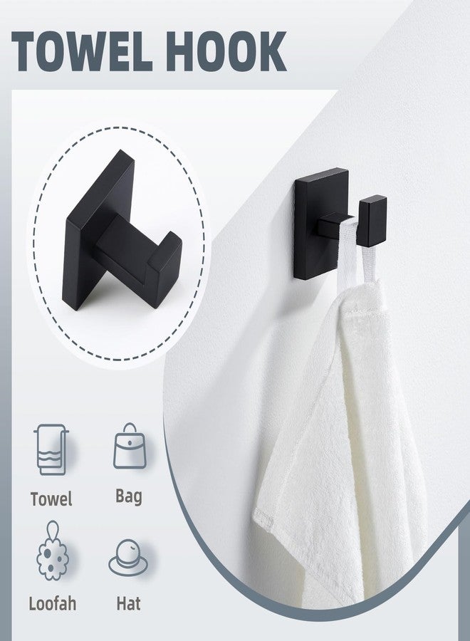 Angle Simple Bathroom Hardware Set Matte Black, Angle Simple Stainless Steel Bath Accessory Kit, 4 Pieces - Towel Hook, Toilet Paper Holder, Towel Holder and Towel Bar - Image 4