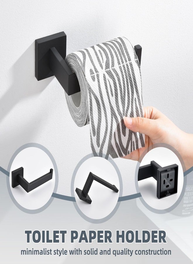 Angle Simple Bathroom Hardware Set Matte Black, Angle Simple Stainless Steel Bath Accessory Kit, 4 Pieces - Towel Hook, Toilet Paper Holder, Towel Holder and Towel Bar - Image 5