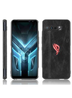 HuHa Case Cover For Asus ZS661KS/ ROG Phone 3 Strix Shockproof Sewing Cow Pattern Skin PC + PU + TPU Case Black 