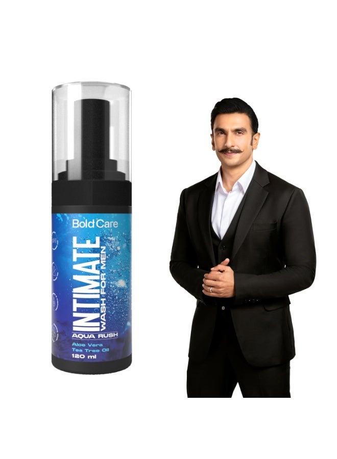 Bold Care Aqua Rush Foaming Intimate Wash for Men [120 ml] with Tea Tree Oil, Aloe Vera & with hazel | pH Balancing Wash | No Alcohol, No Parabens, No Sulphates | No Itching, Irritation & Bad Odor - Image 1