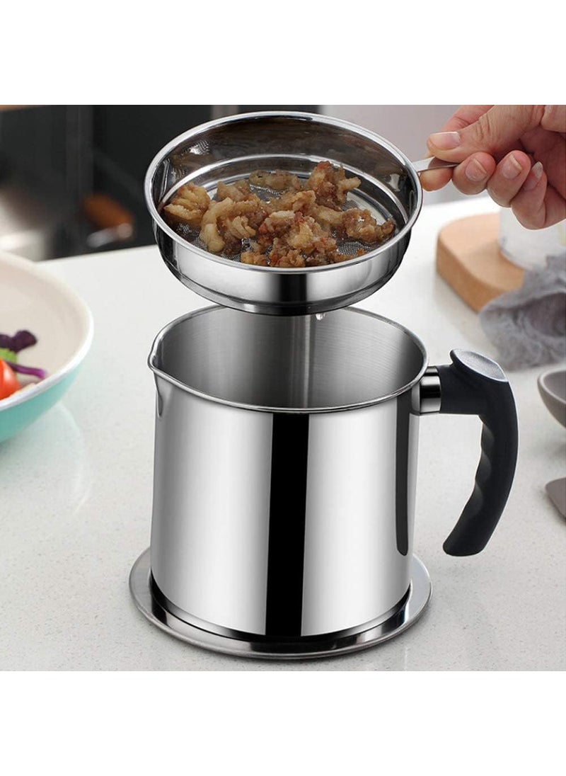 MATSON MATSON Bacon Grease Container 4396oz 13L Stainless Steel Food Oil Container with Strainer Can Kitchen Filter Pot Storge Frying Oil Cooking Grease  - Image 3