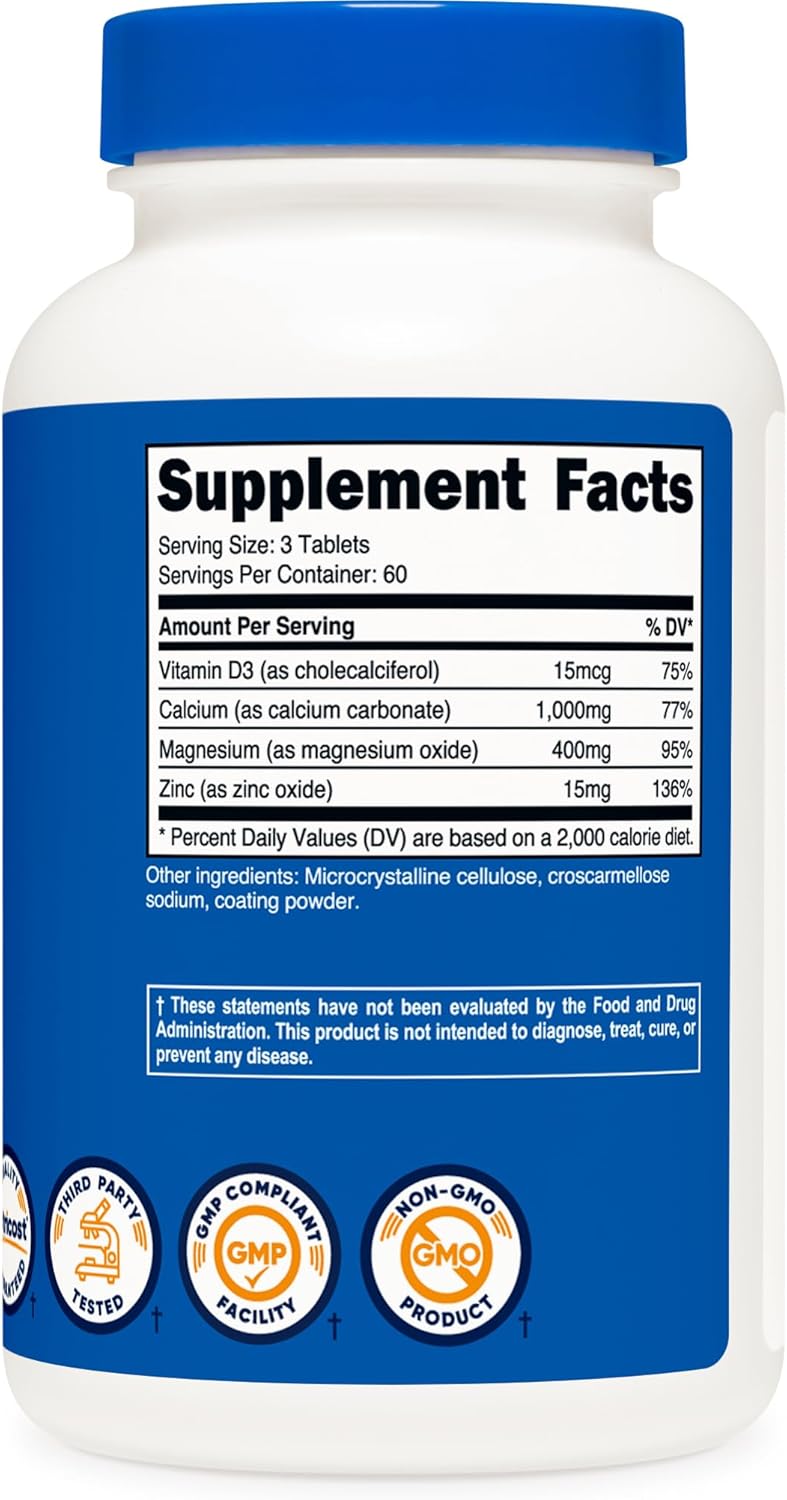 Nutricost Calcium Magnesium  Zinc Tablets 1415 mg 180 Tablets  Vitamin  Mineral Blend Supplement 60 Servings  Gluten Free NonGMO - Image 5