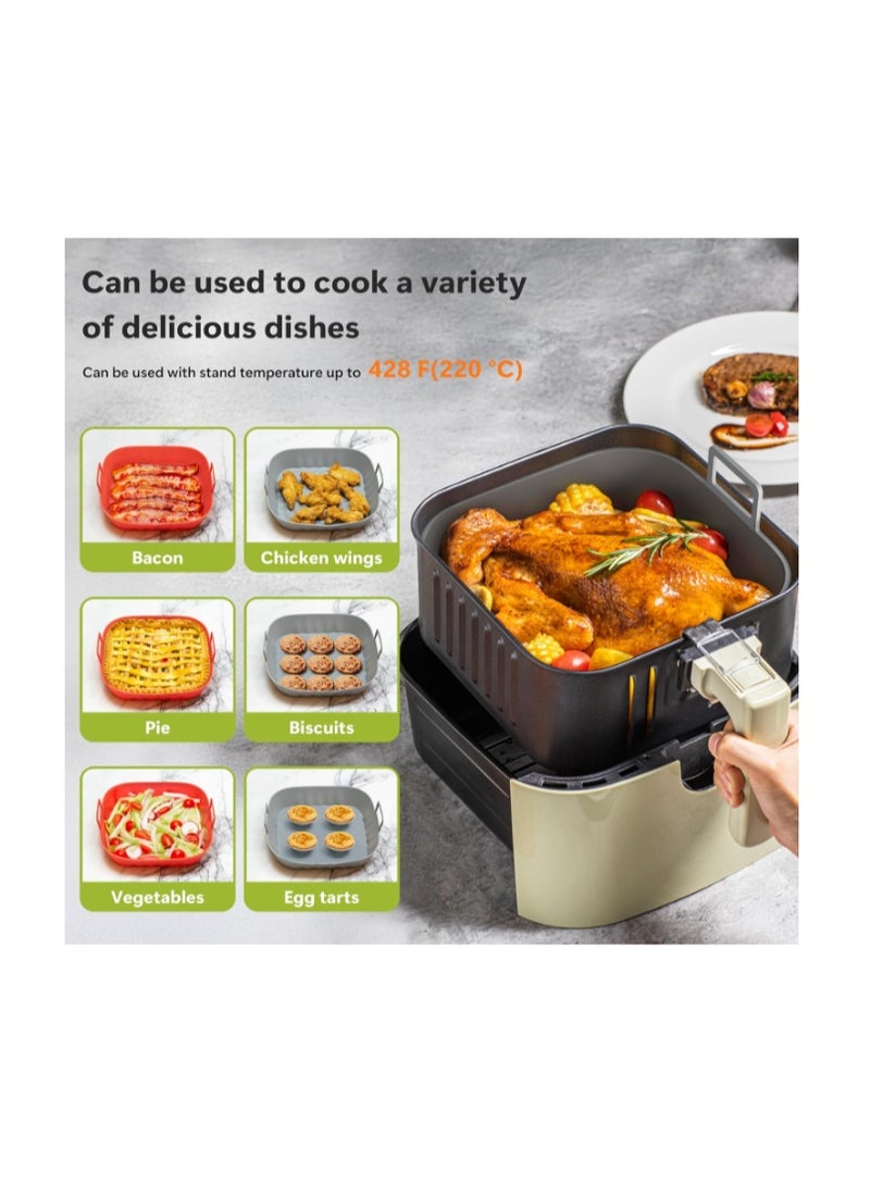 Li & Zhao Li&Zhao Silicone Air Fryer Liners - 2 PCS Reusable Silicone Liners for Air Fryer Basket (4 to 7 Qt) - Red & Gray - Image 3