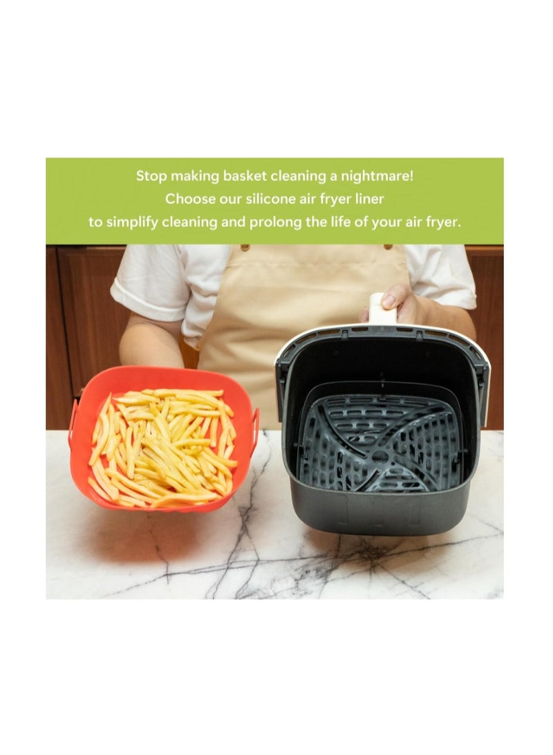Li & Zhao Li&Zhao Silicone Air Fryer Liners - 2 PCS Reusable Silicone Liners for Air Fryer Basket (4 to 7 Qt) - Red & Gray - Image 4