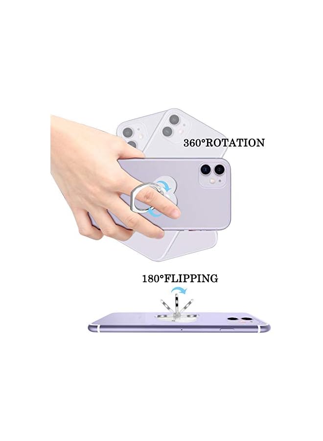 Green Tiger 6 Pcs Transparent Mobile Phone Ring Holder, Round and Heart-shaped 360 Degree Rotating Universal Ring Buckle Grip Stand for Smartphones, Tablets - Image 4