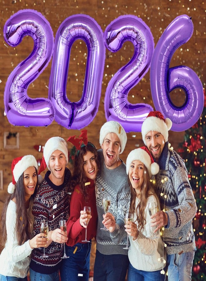 KALOR 42 Inch 2026 Purple Mylar Number Balloons, 2026 New Years Foil Balloon for 2026 Happy New Year Eve and Graduations Decorations Party Supplies - Image 5