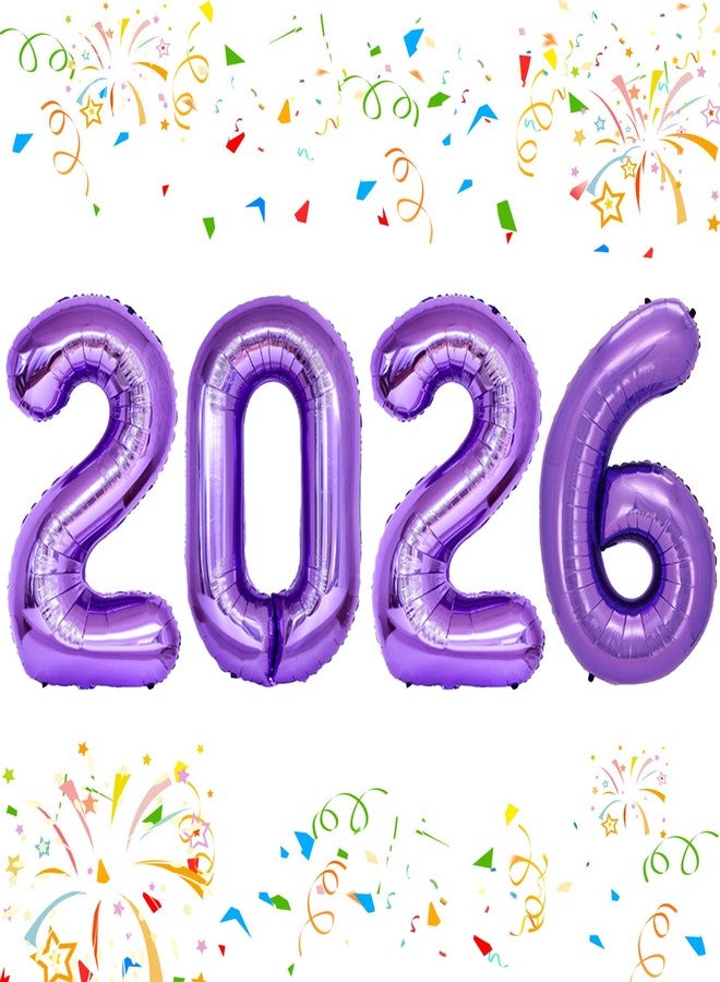 KALOR 42 Inch 2026 Purple Mylar Number Balloons, 2026 New Years Foil Balloon for 2026 Happy New Year Eve and Graduations Decorations Party Supplies - Image 1