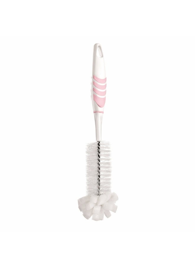 تيتيز فرشاة تنظيف رضاعات للأطفال بطرف إسفنجي ومقبض مانع للانزلاق تصميم 2 في 1 لتنظيف عميق للرضاعات والأكواب بطول 30.3 سم (وردي) - Image 1