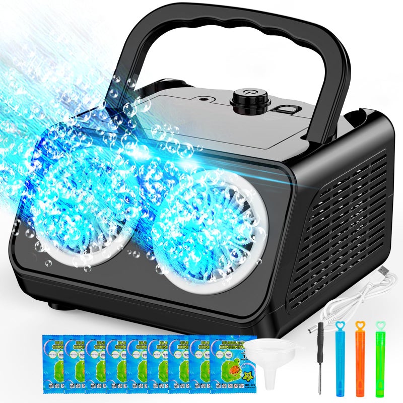 SHCKE Automatic Bubble Machine Upgrade Bubble Blower with 2 Fans20000 Bubbles Per Minute USBC or Battery PoweredSealed Bottle Portable Bubble Maker for Birthday Party Pool Wedding Outdoor - Image 3