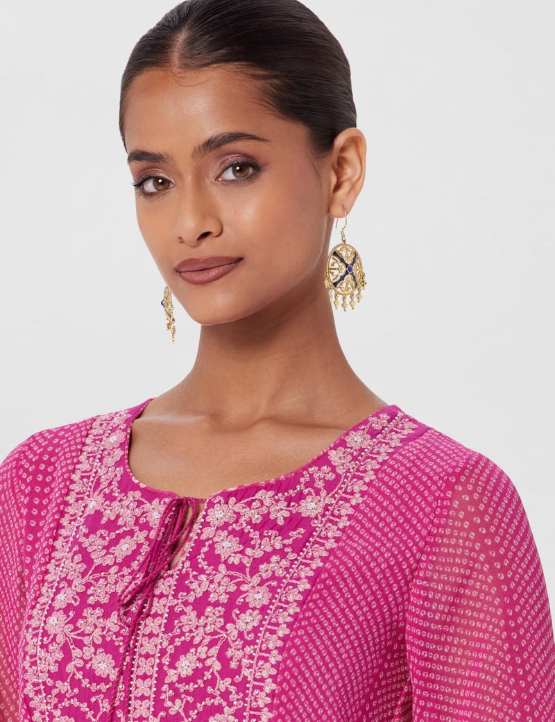 BIBA Women Printed Flared Mix and Match(Casual D2154_Fuchsia_34, Straight, Ankle Length, Dress) - Image 4
