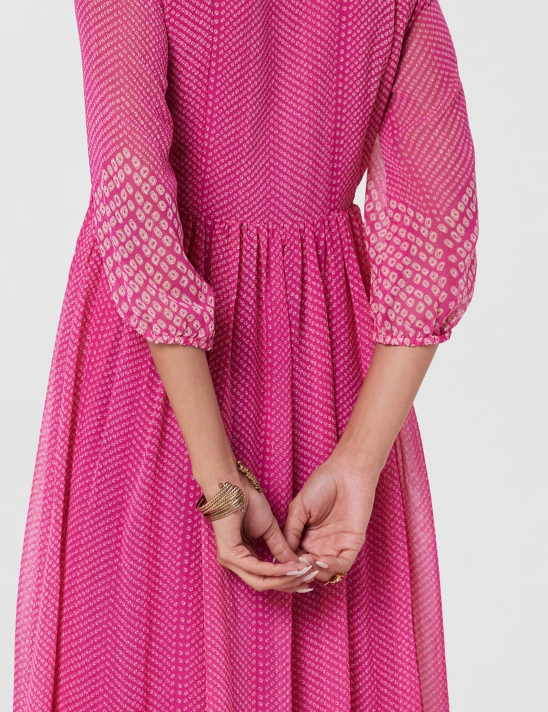 BIBA Women Printed Flared Mix and Match(Casual D2154_Fuchsia_34, Straight, Ankle Length, Dress) - Image 5