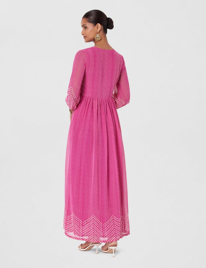 BIBA Women Printed Flared Mix and Match(Casual D2154_Fuchsia_34, Straight, Ankle Length, Dress) - Image 3