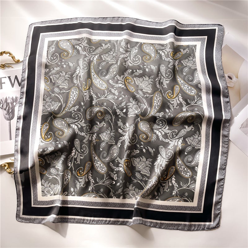 Factory wholesale scarves ladies scarf shawls 70cm Korean small square silk satin printed spring and summer sunscreen scarf  - Image 4