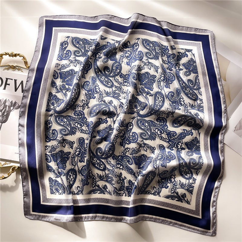 Factory wholesale scarves ladies scarf shawls 70cm Korean small square silk satin printed spring and summer sunscreen scarf  - Image 3