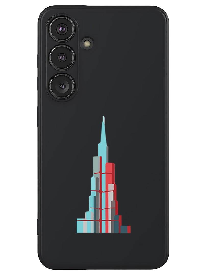 Theodor Protective Slim Fit Case Liquid Silicone Cover with Full Body Protection Anti-Scratch Shockproof Case For Samsung Galaxy S25 (Black) - Burj Khalifa  - Image 1
