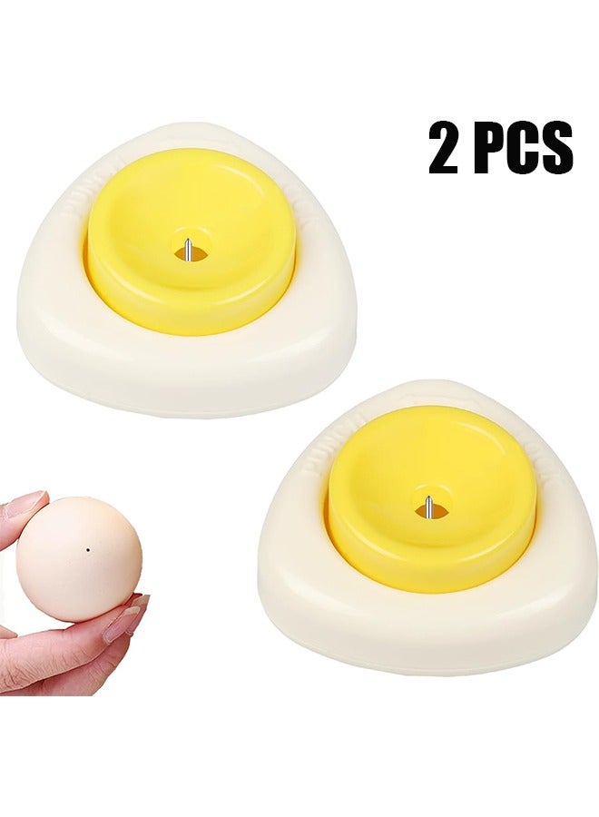 2 Pcs Egg Piercers for Raw Eggs, Egg Hole Egg Separator Tools for Kitchen Gadgets for Hard Boiled Eggs Simple Egg Punchers Piercer with Retractable and Sharp Pin (Yellow) - Image 1