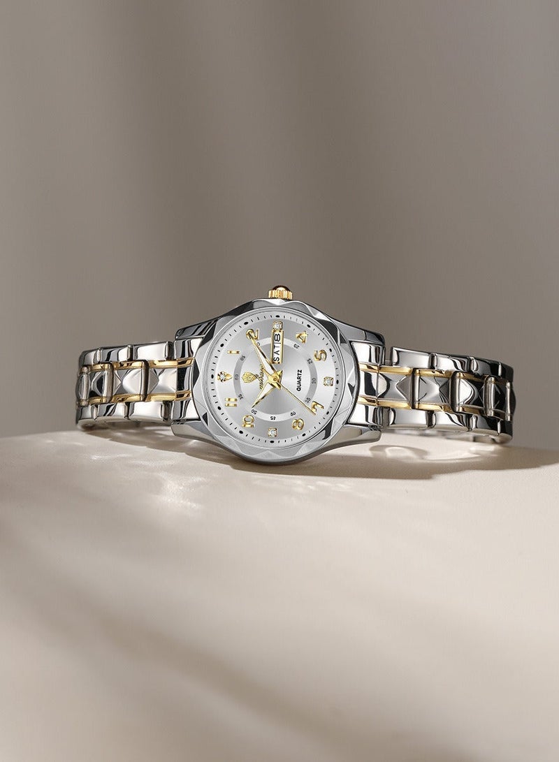 GOHUOS Women's Watch, Top Brand Luxury Stainless Steel Band Waterproof Luminous Analog Quartz Ladies Classic Wrist Watch - 27mm - Mother or Girlfriend Gift - Image 4