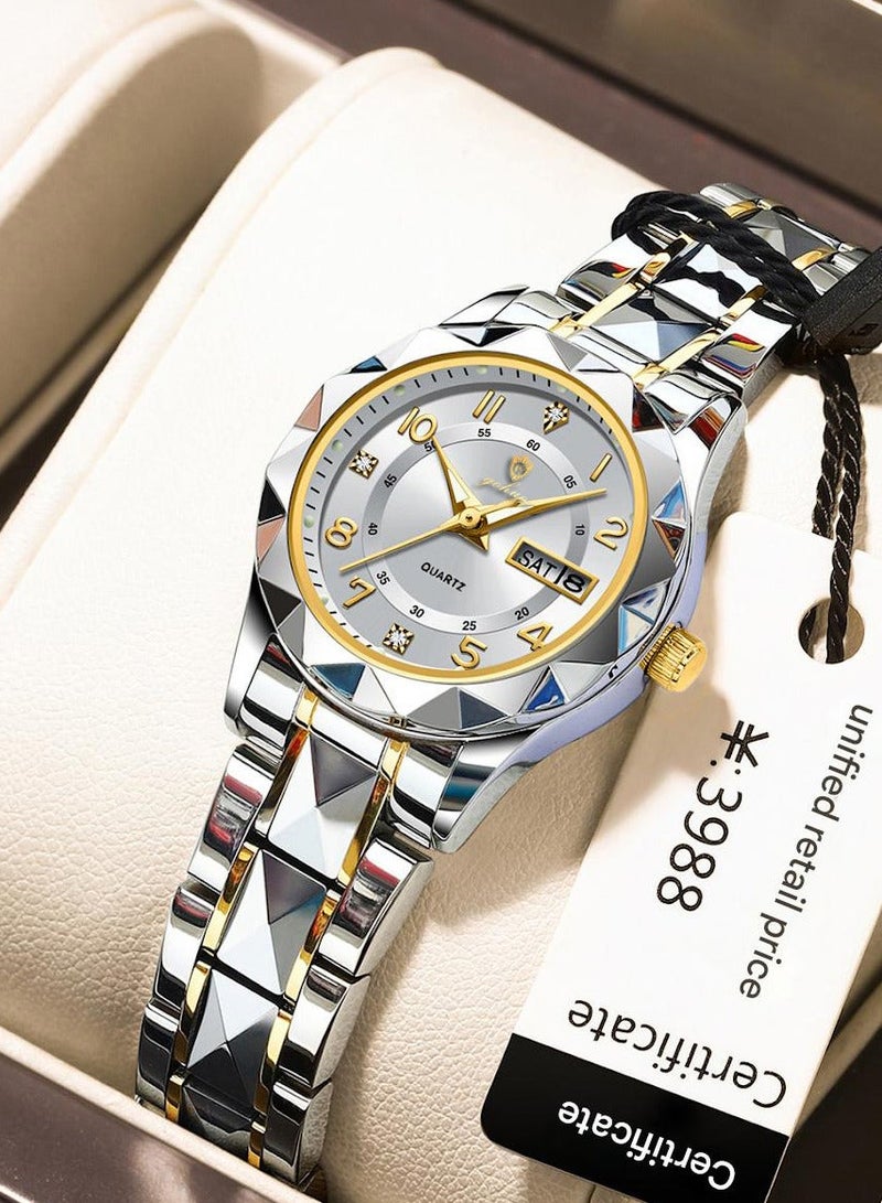 GOHUOS Women's Watch, Top Brand Luxury Stainless Steel Band Waterproof Luminous Analog Quartz Ladies Classic Wrist Watch - 27mm - Mother or Girlfriend Gift - Image 1