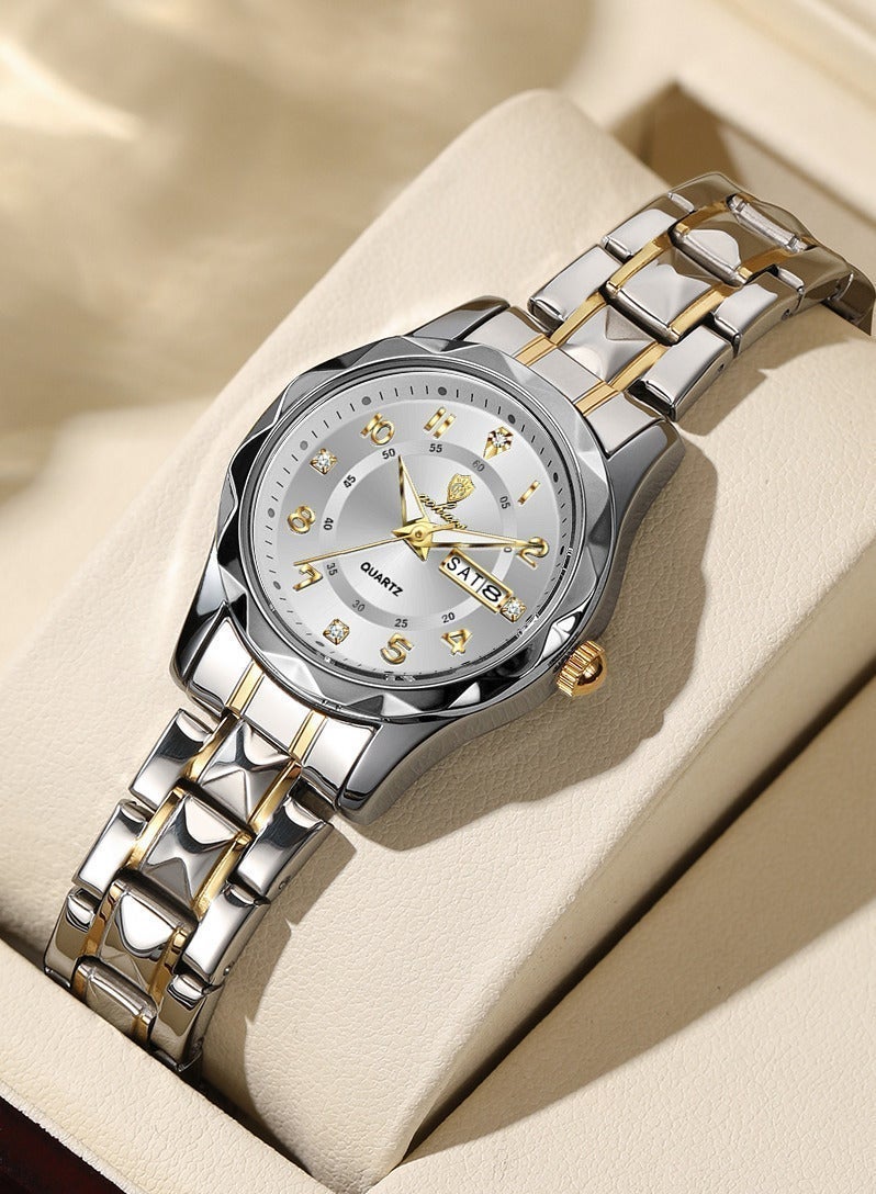 GOHUOS Women's Watch, Top Brand Luxury Stainless Steel Band Waterproof Luminous Analog Quartz Ladies Classic Wrist Watch - 27mm - Mother or Girlfriend Gift - Image 3