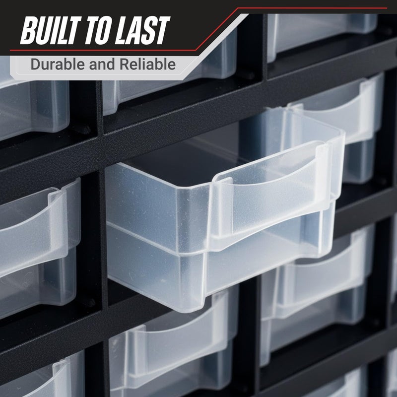 Stalwart Storage Bin with Drawers - 41-Drawer Plastic Tool Organizer - Hardware or Craft Cabinet for Storing Beads, Toys, or Nuts and Bolts by Stalwart (Black) - Image 5