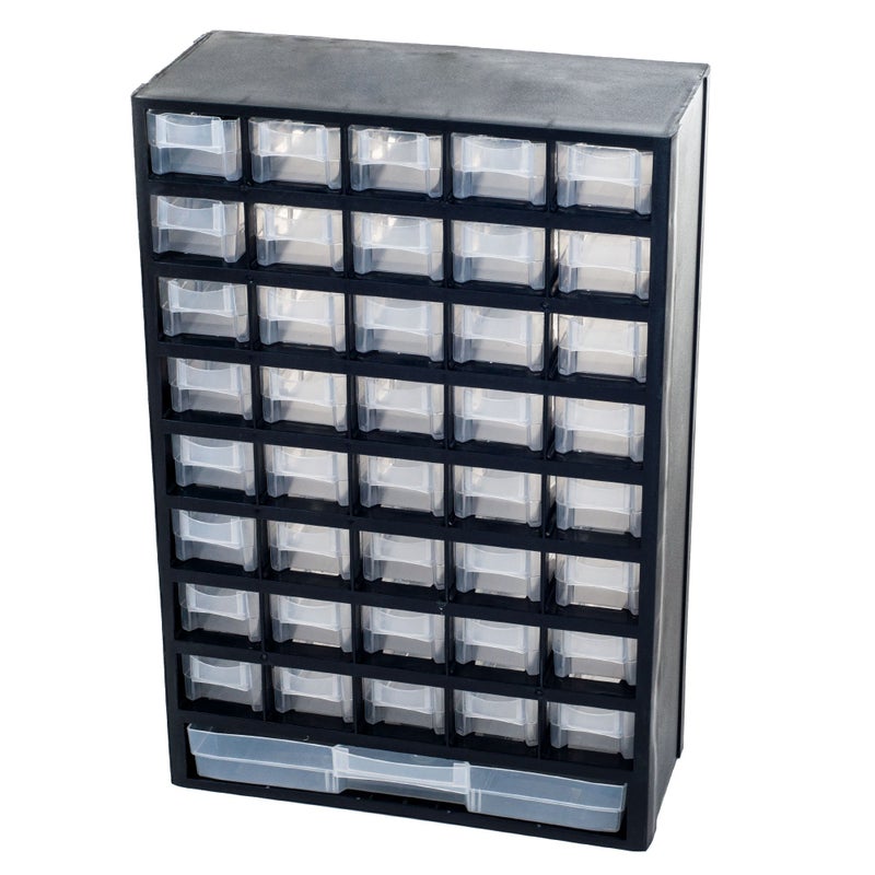 Stalwart Storage Bin with Drawers - 41-Drawer Plastic Tool Organizer - Hardware or Craft Cabinet for Storing Beads, Toys, or Nuts and Bolts by Stalwart (Black) - Image 1