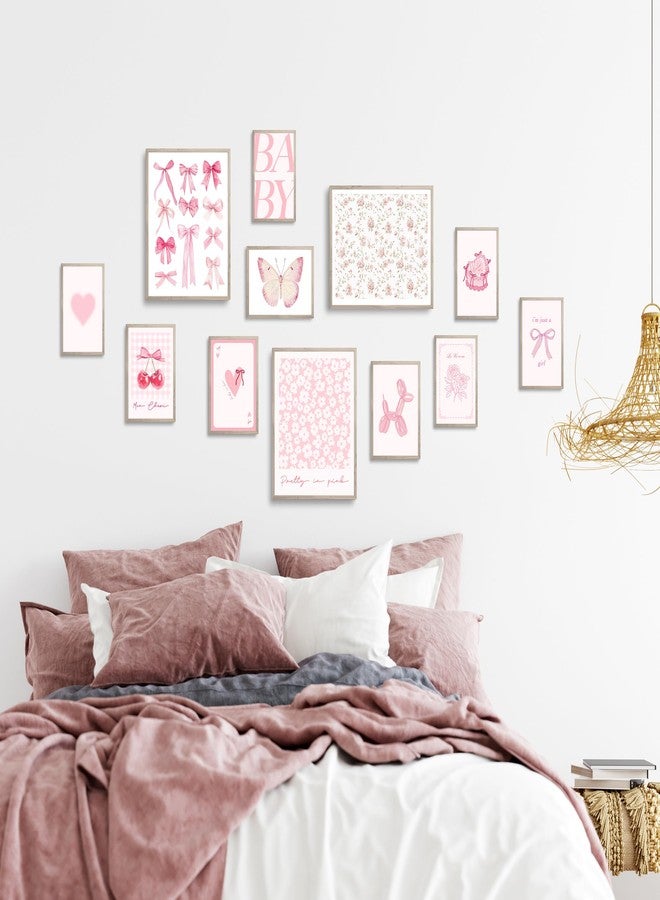TwoDays Pink Coquette Room Decor Aesthetic, Light Pink Bows Wall Art Posters, Trendy Pictures for Girls Dorm, Funky Girly Prints for Bedroom. (Multi Sizes, 8" X 10" Largest, Set of 12, UNFRAMED) - Image 5