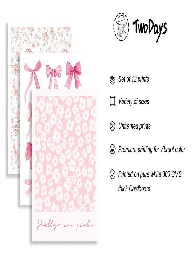 TwoDays Pink Coquette Room Decor Aesthetic, Light Pink Bows Wall Art Posters, Trendy Pictures for Girls Dorm, Funky Girly Prints for Bedroom. (Multi Sizes, 8" X 10" Largest, Set of 12, UNFRAMED) - Image 3