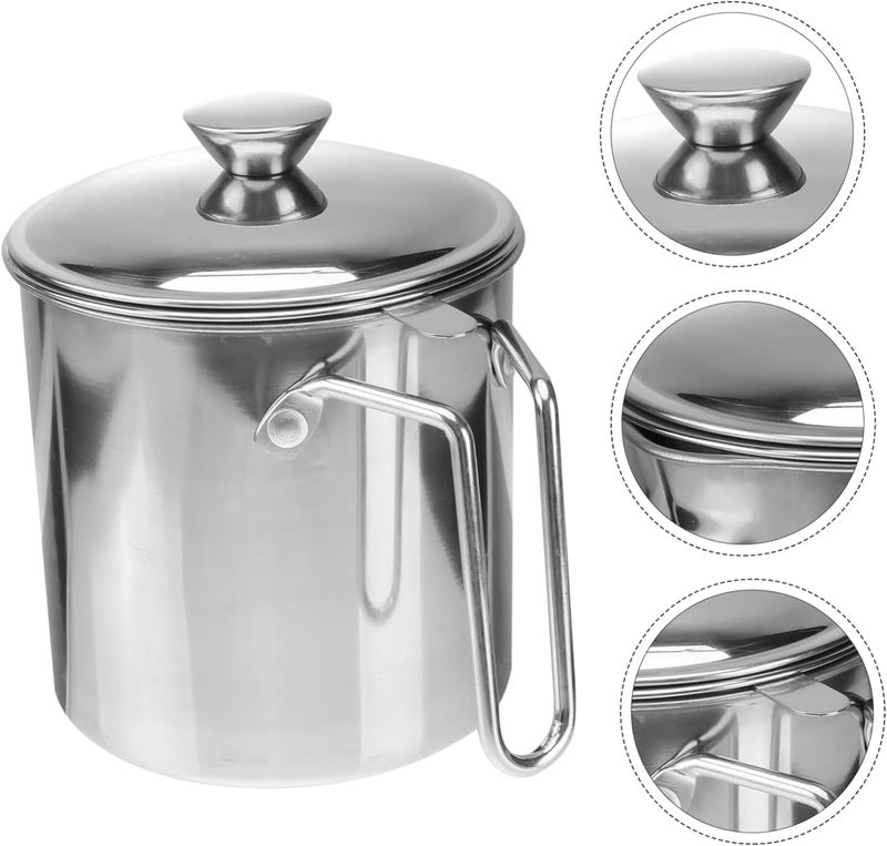 Mn Stainless Steel Oil Filter Pot | Oil Storage Container with Fine Mesh Strainer and Dustproof Lid Suitable for Storing Frying Oil and Cooking Grease | Cooking Oil Strainer (1.7L) - Image 2
