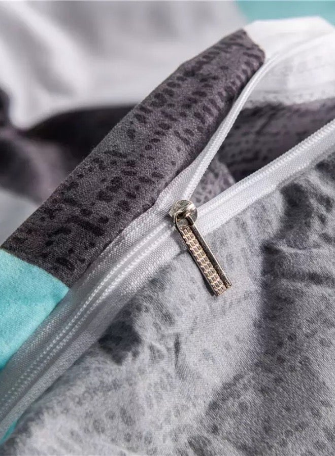 لونا هوم طقم غطاء لحاف بتصميم هندسي مكون من 4 قطع، مقاس فردي. - Image 4