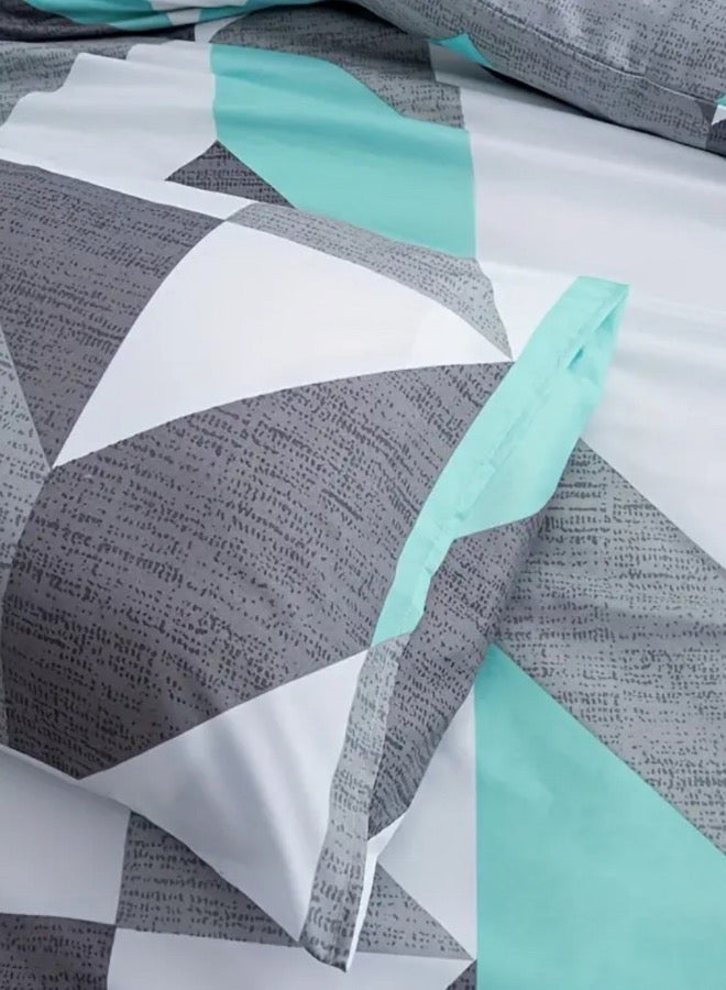 لونا هوم طقم غطاء لحاف بتصميم هندسي مكون من 4 قطع، مقاس فردي. - Image 5