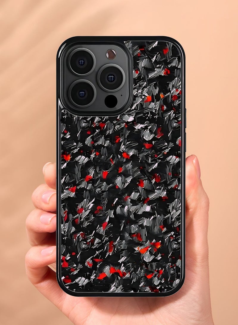 SOLARAE Luxurious Real Carbon Fiber iPhone Case - Lightweight, Drop Protection (iPhone 15 Pro) Red - Image 4