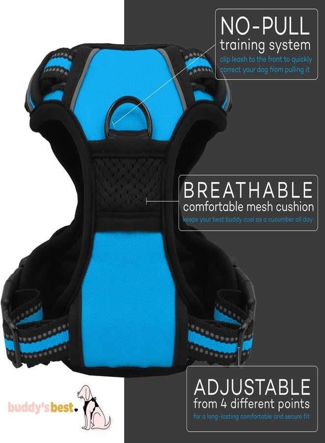 Buddy's Best Dog Harness, No-Pull Pet Harness with 2 Leash Clips, Adjustable Soft Padded Reflective Safety Pet Harness for No-Choke Pet Training (Blue, Large) - Image 3