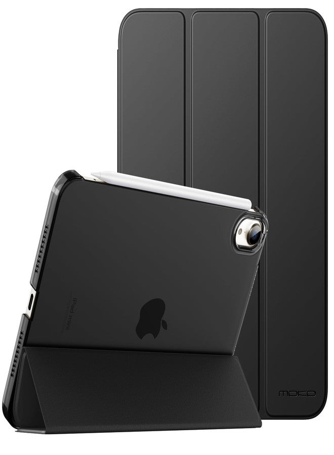MoKo Case Fit New iPad Mini 6 2021 (6th Generation, 8.3-inch) - Slim Lightweight Hard Clear Back Shell Stand Cover with Translucent Frosted Back Protector, with Auto Wake/Sleep, Black - Image 1