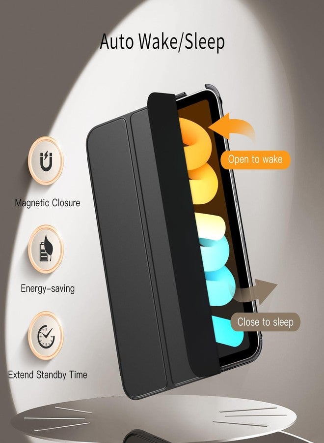 MoKo Case Fit New iPad Mini 6 2021 (6th Generation, 8.3-inch) - Slim Lightweight Hard Clear Back Shell Stand Cover with Translucent Frosted Back Protector, with Auto Wake/Sleep, Black - Image 5
