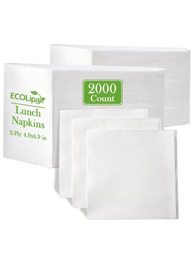 ECOLipak Lunch Napkins Bulk, 2000 Count Everyday Paper Napkins, 4.9×4.9 Inch Folded, 2-Ply Soft And Absorbent for Dinner, Gathering, Bar, Restaurants(9.8×9.8 Inch Unfolded) - Image 1