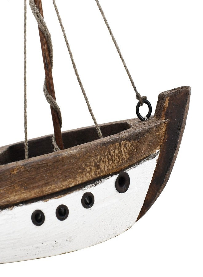 Linfevisi Wooden Sailboat Decorations Nautical Sail Boats Model Decor Table Top Beach Coastal Ocean Themed Home Decor Ornaments Rustic Wood Sailing Boats Ships Nautical Decor for Bathroom 5.9" H - Image 3