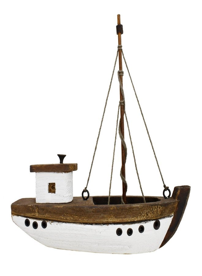 Linfevisi Wooden Sailboat Decorations Nautical Sail Boats Model Decor Table Top Beach Coastal Ocean Themed Home Decor Ornaments Rustic Wood Sailing Boats Ships Nautical Decor for Bathroom 5.9" H - Image 1