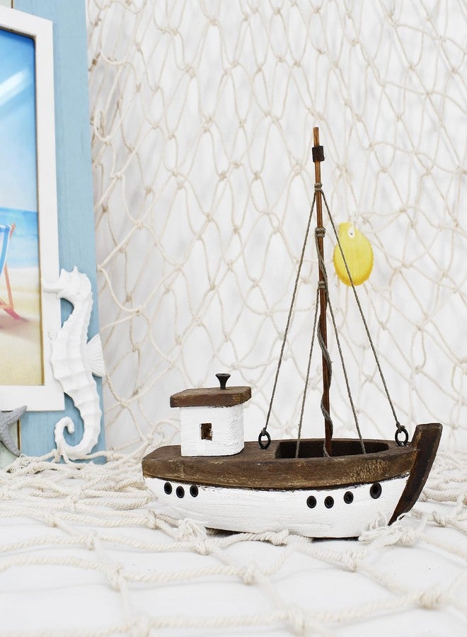 Linfevisi Wooden Sailboat Decorations Nautical Sail Boats Model Decor Table Top Beach Coastal Ocean Themed Home Decor Ornaments Rustic Wood Sailing Boats Ships Nautical Decor for Bathroom 5.9" H - Image 4