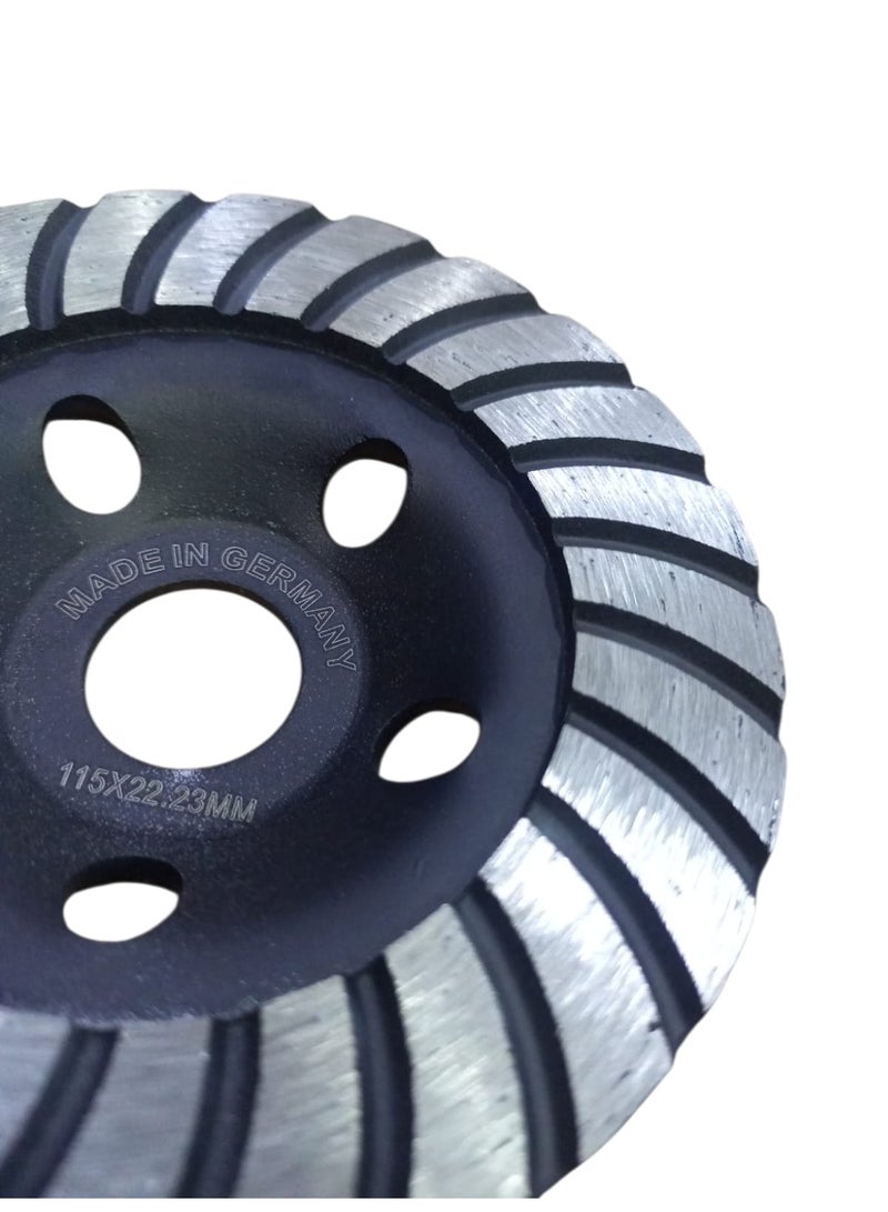 SUPER   ETER SUPER ETER Turbo Segment Cup Disc Diamond Grinding Wheel – 115mm × 22.2mm – German Made – Max Speed 13,500 RPM – For Surface Leveling, Edge Smoothing & Hard Material Grinding (Model 10006165) - Image 3