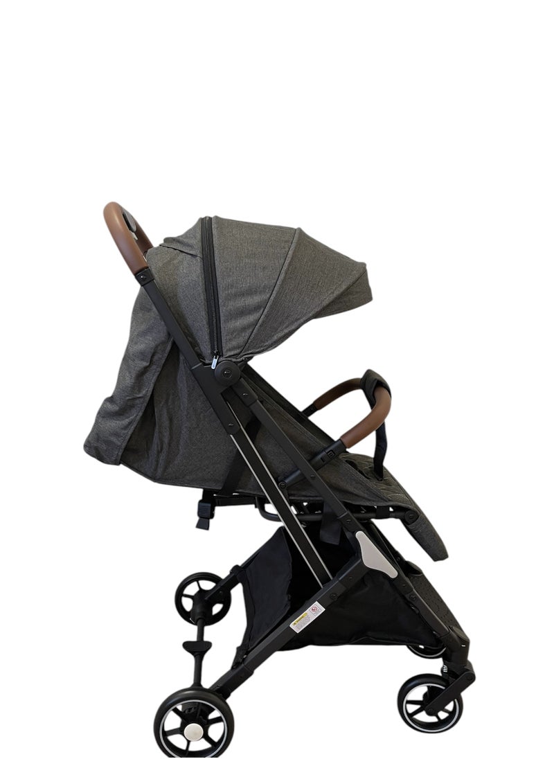 burbay An easy-to-fold baby stroller used on planes and trains, leather handle, foot brake, 360-degree wheels  - Image 2