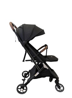 burbay An easy-to-fold baby stroller used on planes and trains, leather handle, foot brake, 360-degree wheels  - Image 3